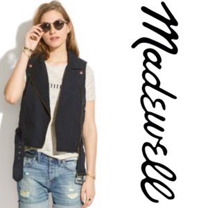 Madewell biker-inspired cotton vest, black, size s.